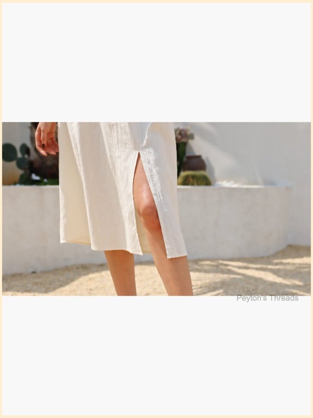 Women's Cotton Puff Sleeve Off-Shoulder Boho Midi Dress with Side Slit - Picture 7 of 7